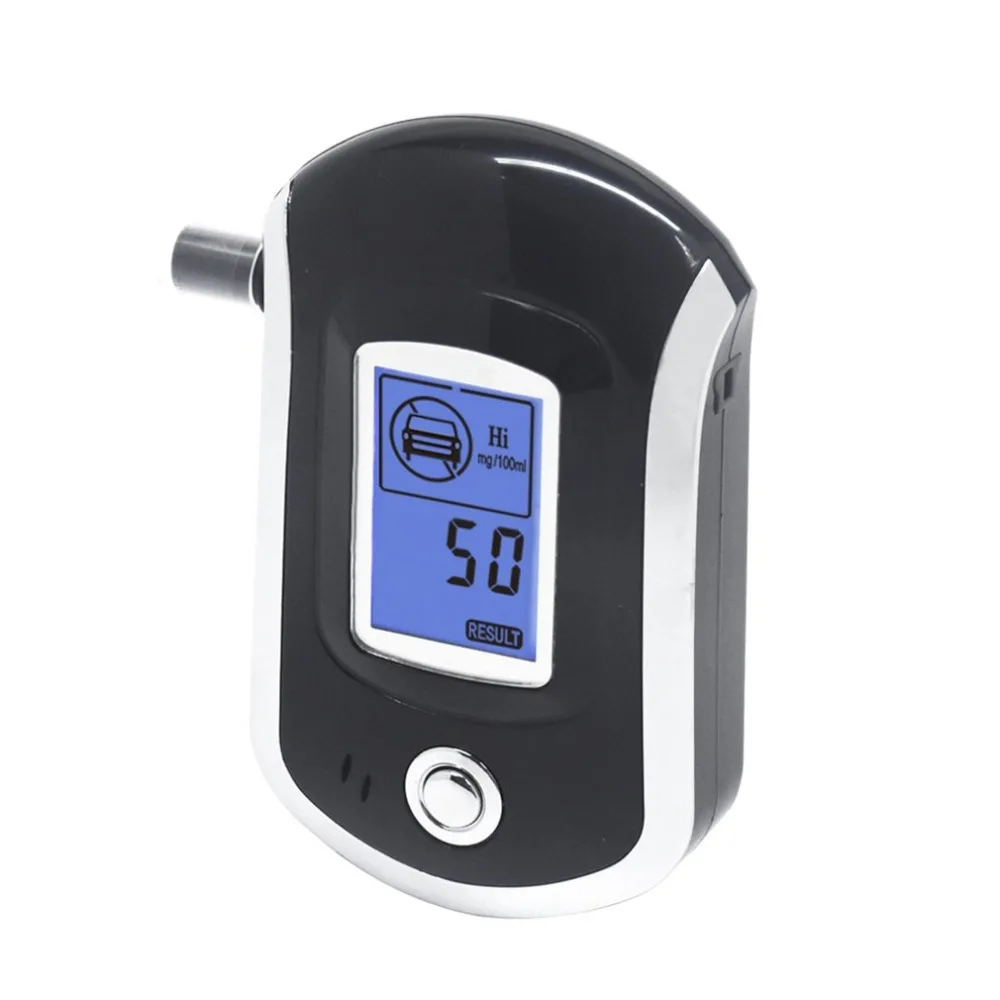 AT-6000 Breathalyzer Alcohol Detector Digital LCD Screen Battery Power Hand-Hold Professional BAC Tracker with 5 Mouthpieces