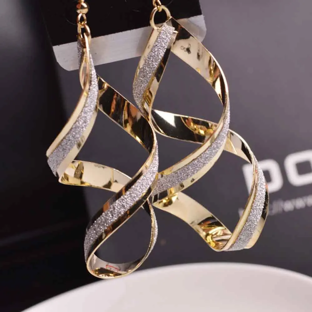 Fashion Punk Long Clip Earrings Gold Black For Women No Piercing Fashion Jewelry