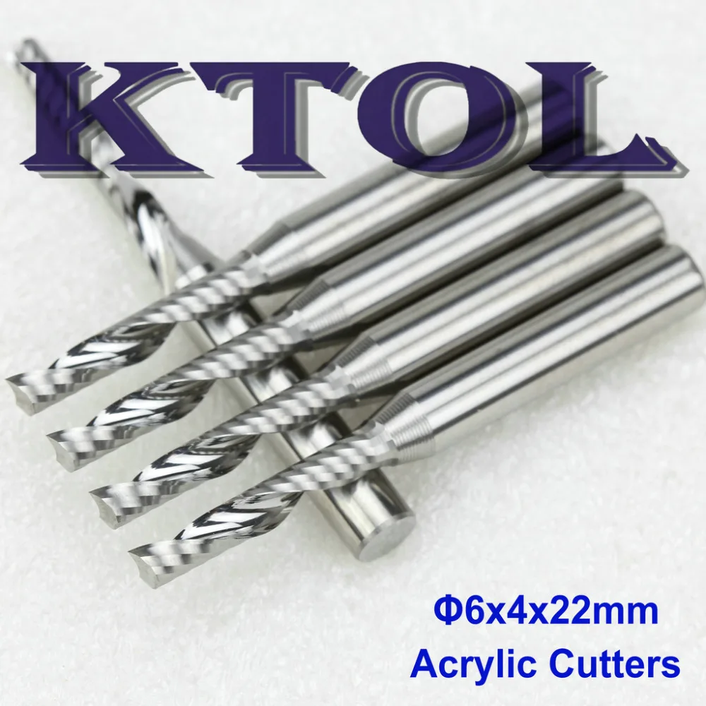 

6*4*22MM One Flute Spiral Router Bit Solid Carbide Mill Knives Tools, Imported Micro Flat Mill Acrylic Router Bits Slot Cutter