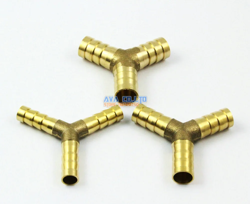 10 Pieces Brass Y 3 way 6mm Fuel Hose Joiner Air Gas Water Hose Connector Coupler