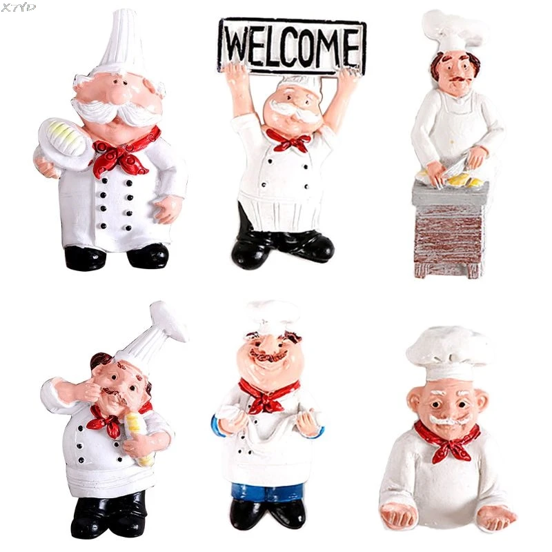 3D Resin Chef Cook Bread Refrigerator Magnet Fridge Home Kitchen Decoration Accessories Travel Souvenir Gift