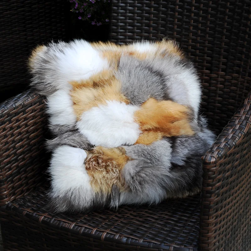 CX-D-96B New Products Silver Fox Fur Red Fox Fur Sofa Cushion Cover