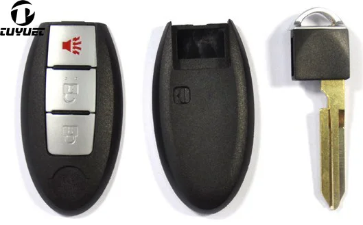 

Smart Remote Key Shell 3 Buttons For Nissan Tiida Sylphy Livina Qashqai Car Key Blanks Without Groove on the side