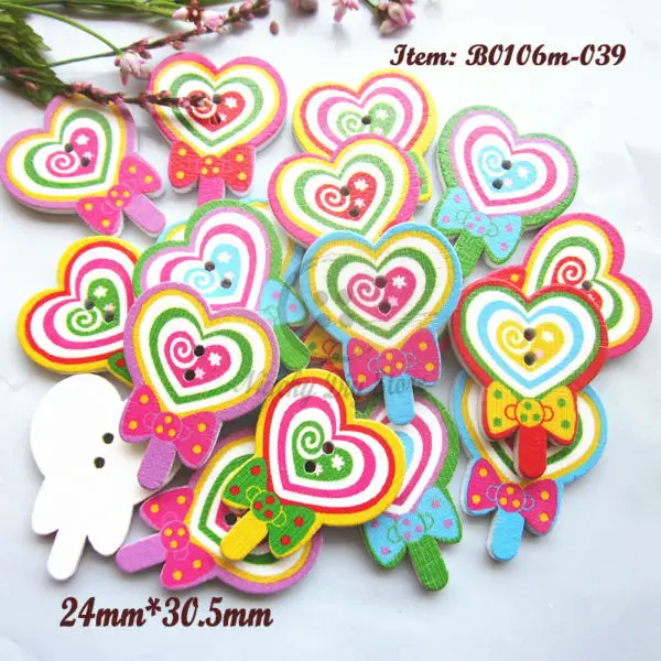 50pcs Random Mixed Colorful Lollipops Craft Embelishment Sewing Scrapbooking buttons 24mm*30.tmm