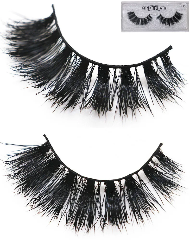 

Wholesale Excellent Fake Eyelashes 3D Multi-layered Mink Hair False Eye lashes Natural Cross Eyelashes 100Pairs F Free Shipping