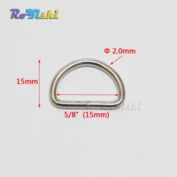 10 adet/paket 5/8 "(15mm) Nikel Kaplama D Halka Yarı Halka Şerit Toka Sırt Çantası Kemer Tokası