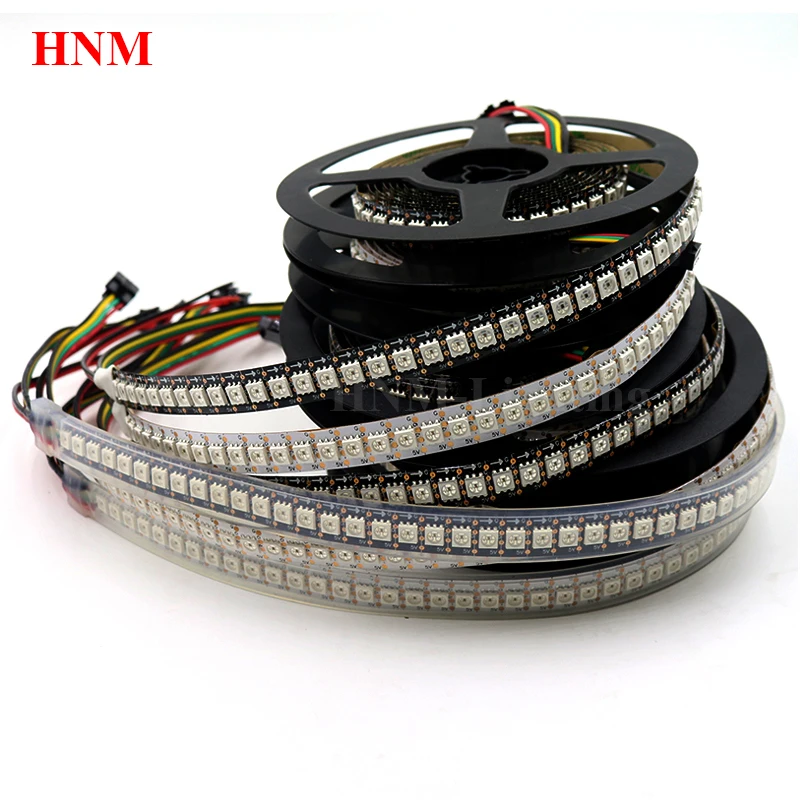 

2M 144LEDs/m HD107S(Similar APA102/APA107)Addressable Digital RGB LED Strip 5050 SMD Pixel Light White/Black PCB IP20/IP65/IP67