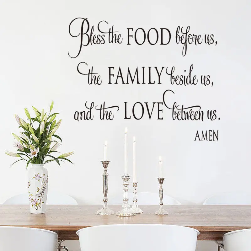 Bless The Food Before Us Wall Sticker Quotes Dining Room Vinyl Decal Kitchen Home Decor Living Room Wall Decoration Decals D099
