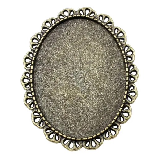 Fit:30x40mm Antique Silver Bronze  Cameo/Glass/Cabochon Frame bezel Settings,Brooch,DIY Accessory Base Charm 3pcs/lot K04634