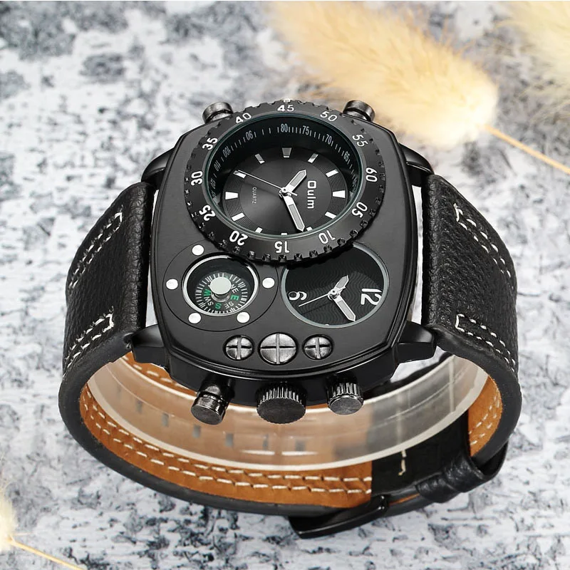 Oulm HP9865 Luxury Brand Casual Wristwatch Square Dial Wide Strap Men\'s Sport Quartz Watch Male Clock Super Big Men Watches