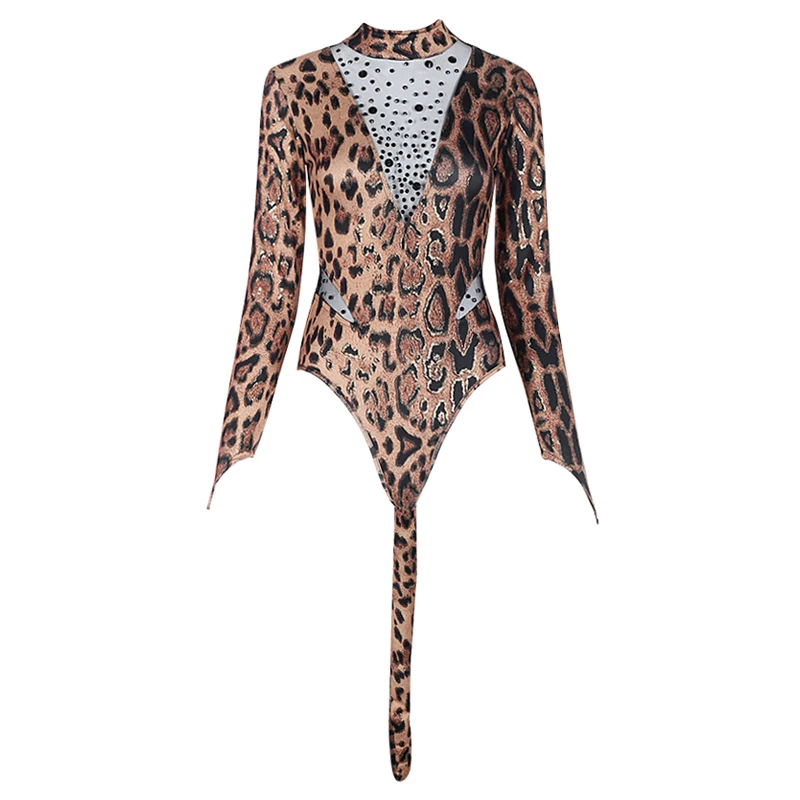 Sexy Nightclub Stage Costumes for Singer Leopard Printing Gogo Performance Jumpsuit Ds Singer Dance Costume