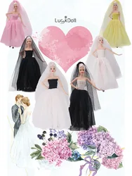 Vestido de novia elegante de Reina y Princesa, accesorios de ropa para muñeca Barbie de 11,8 pulgadas, juguetes para niños, regalo de cumpleaños, 9 colores