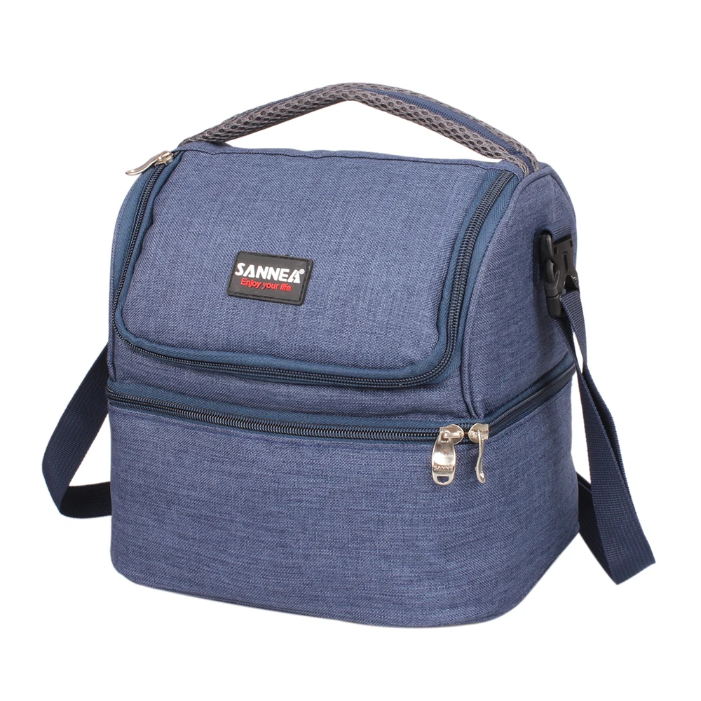 SANNE-Double Decker Lunch Bag, 7L, isolamento térmico, Oxford poliéster, saco térmico para o trabalho, ao ar livre, portátil, piquenique