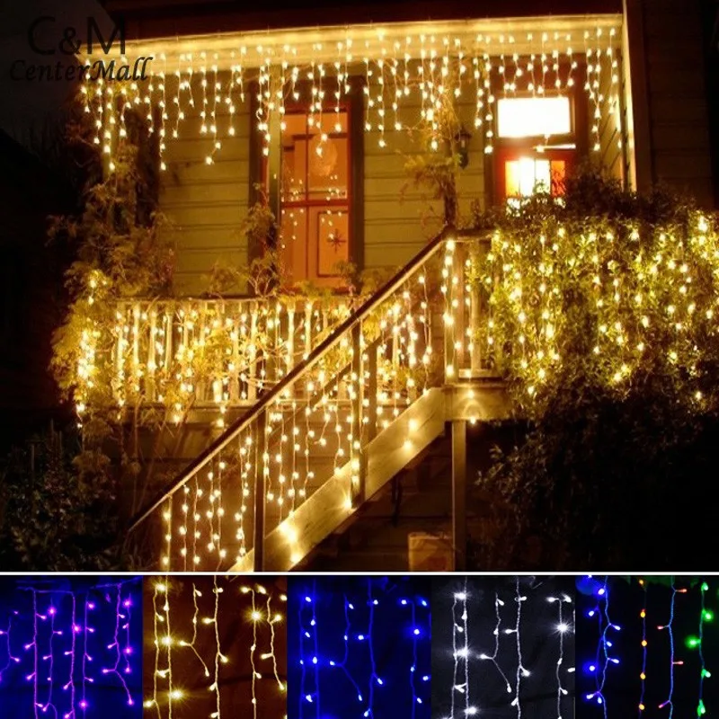 Christmas Outdoor Decoration Indoor Droop 3.5M Curtain Icicle LED String Lights New Year Garden Party 110V 220V