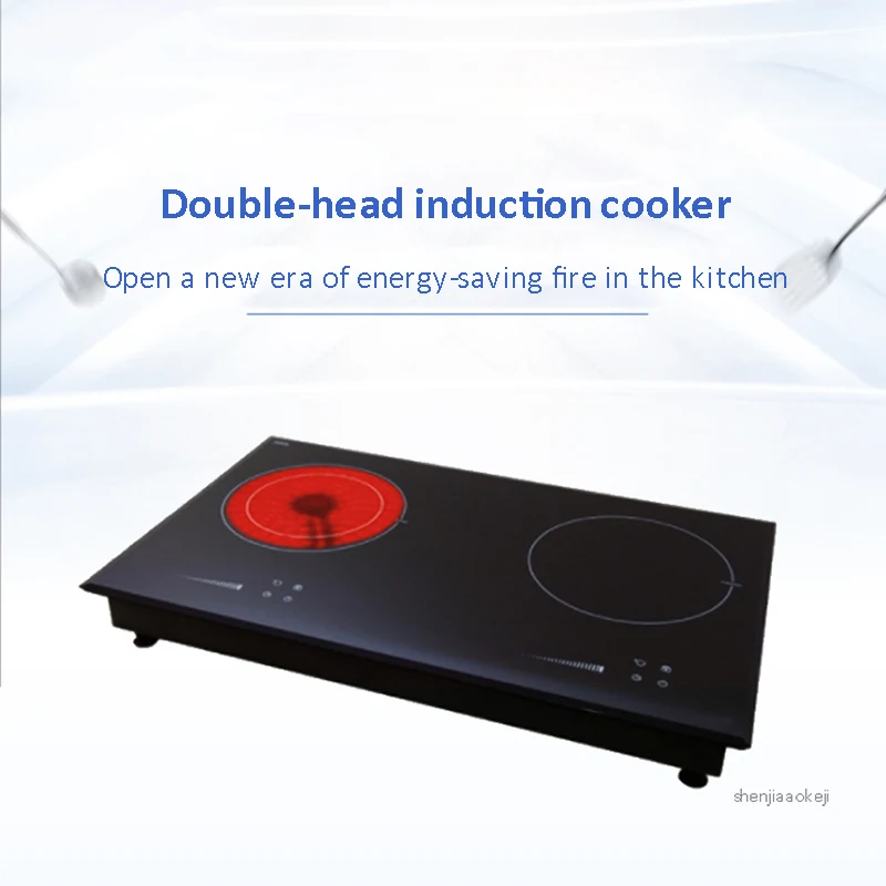 

Double-head induction cooker holographic projection high power home desktop double magnetic furnace without flames healthy stove