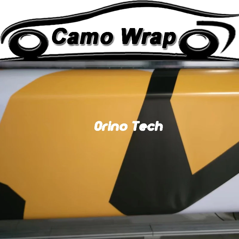 

Jumbo Yellow Black White Film Vinyl Camouflage Car Wrap Film Vehicle Body Wrapping Film Car Sticker Foil With Air Bubble