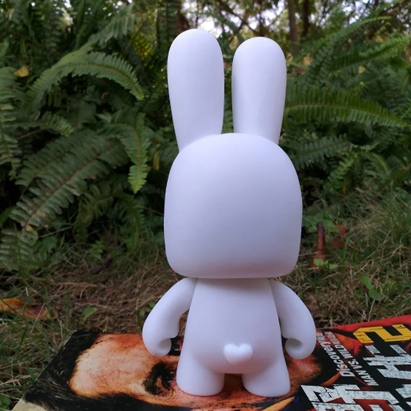 7-calowe długie ucho Kidrobot Rabbit PVC Doll DIY Paint Blank White Vinyl Toy Figure Niepomalowana lalka Munny World Doll w torbie Opp