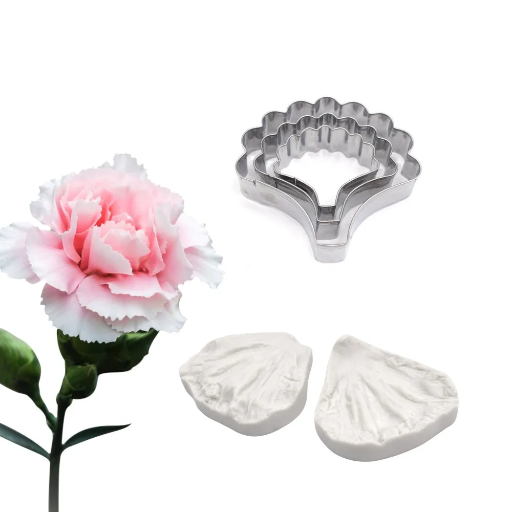 Carnation Impression Flower Mold Silicone Veiner Mold Cake Decorating Fondant  Sugarcraft Cake Mold for Sugar Flower