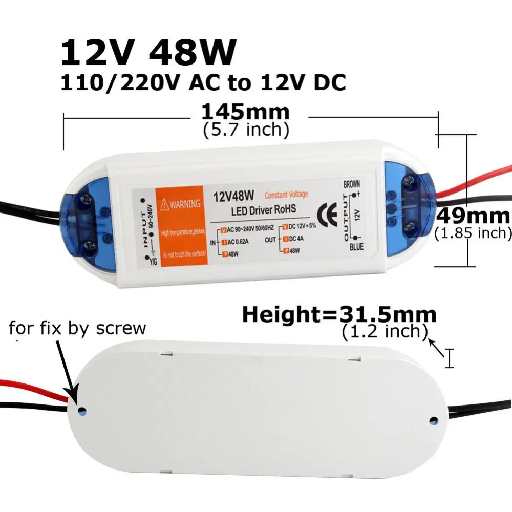 12V LED Driver DC 12 Volt Power Supply 18W 28W 48W 72W 100W Power Adapter Lighting Transformer 220V 12V 5V Power Supply