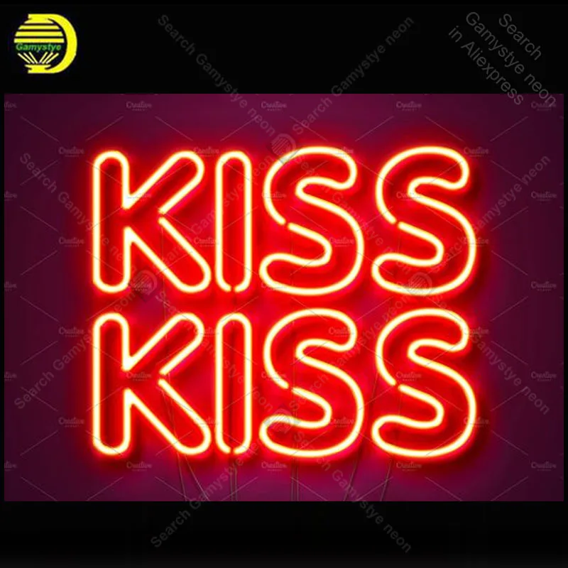 

Neon Sign for Kiss neon Light Sign Home Love decorate Windower Bedroom Store Display Beer Sign Tubes Neon lights Advertise Lamps