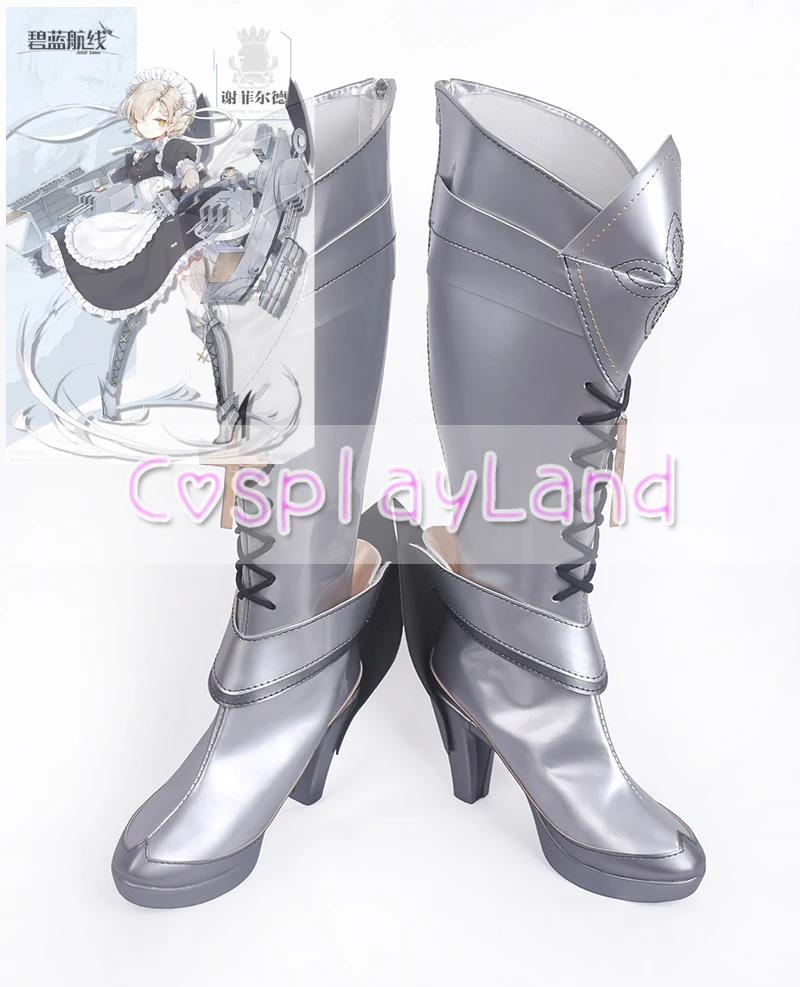 

Azur Lane HMS Sheffied Cosplay Boots Shoes Halloween Party Cosplay Show Boots Custom Made for Adult Women Shoes Accessories