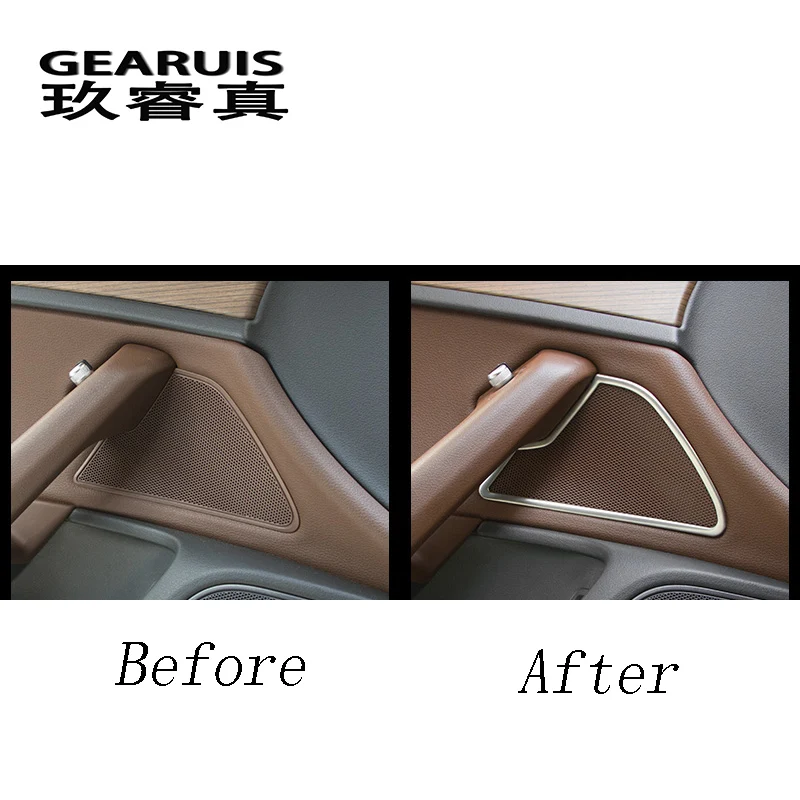 Car styling Door audio speaker covers Stickers trim decoration stainless steel stereo strip for Audi A6 C7 Interior Accessories