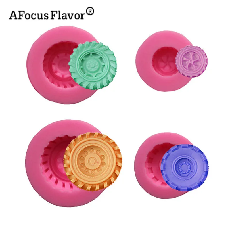 Cartoon Car motorcycle tires Wheel shape Food-grade Silicone Mold DIY Fondant Cake Candy Chocolate Clay gumpaste Decoration Tool