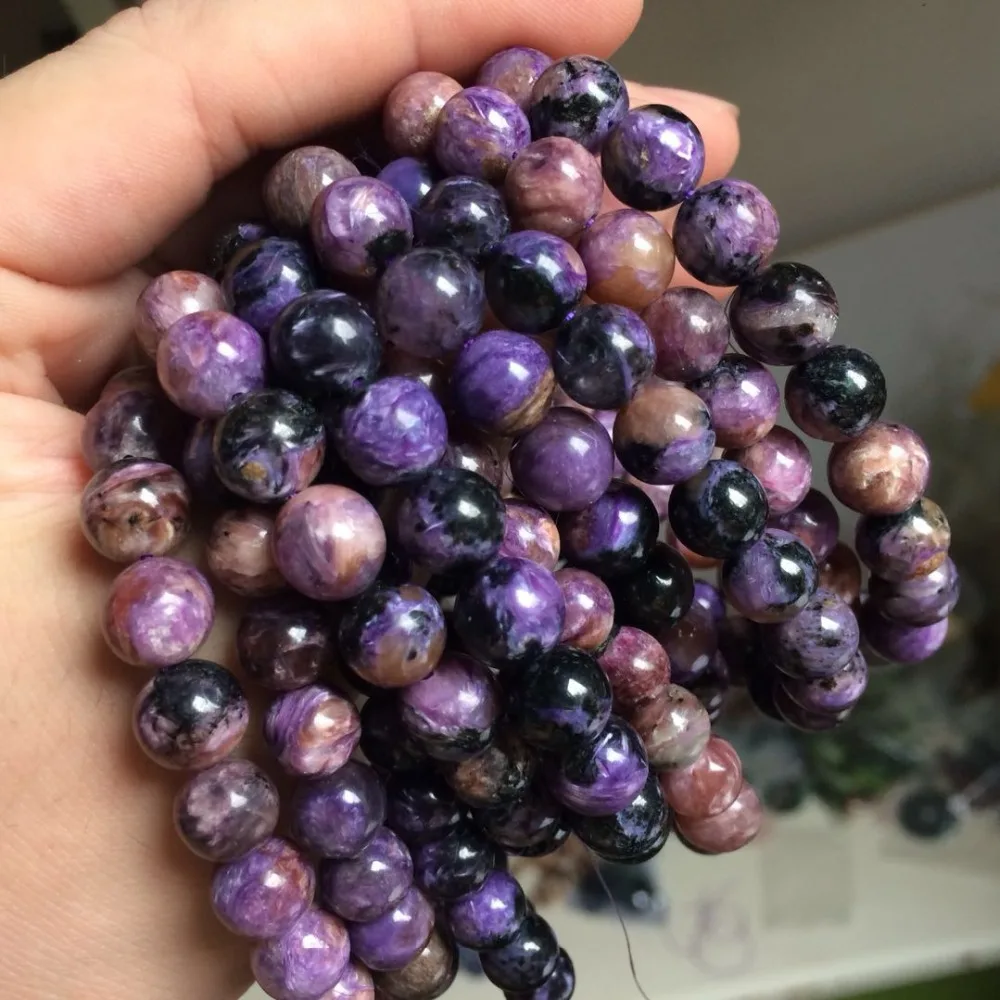 8-9mm Natural Charoite Stone Beads Bracelet Natural Jewelry For Woman Wholesale !