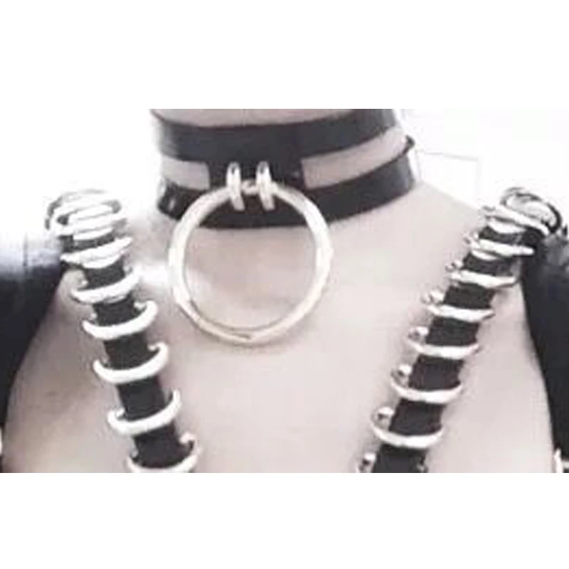 Gargantilla de cuero redonda O hecha a mano, Collar con hebilla, estilo Punk Rock, Marco recortado