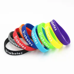 1PC Diabetes Silicone Wristband Sports Medical Alert Armband Nurse Rubber Bracelets&Bangles Youth and Adult Size Gifts SH151