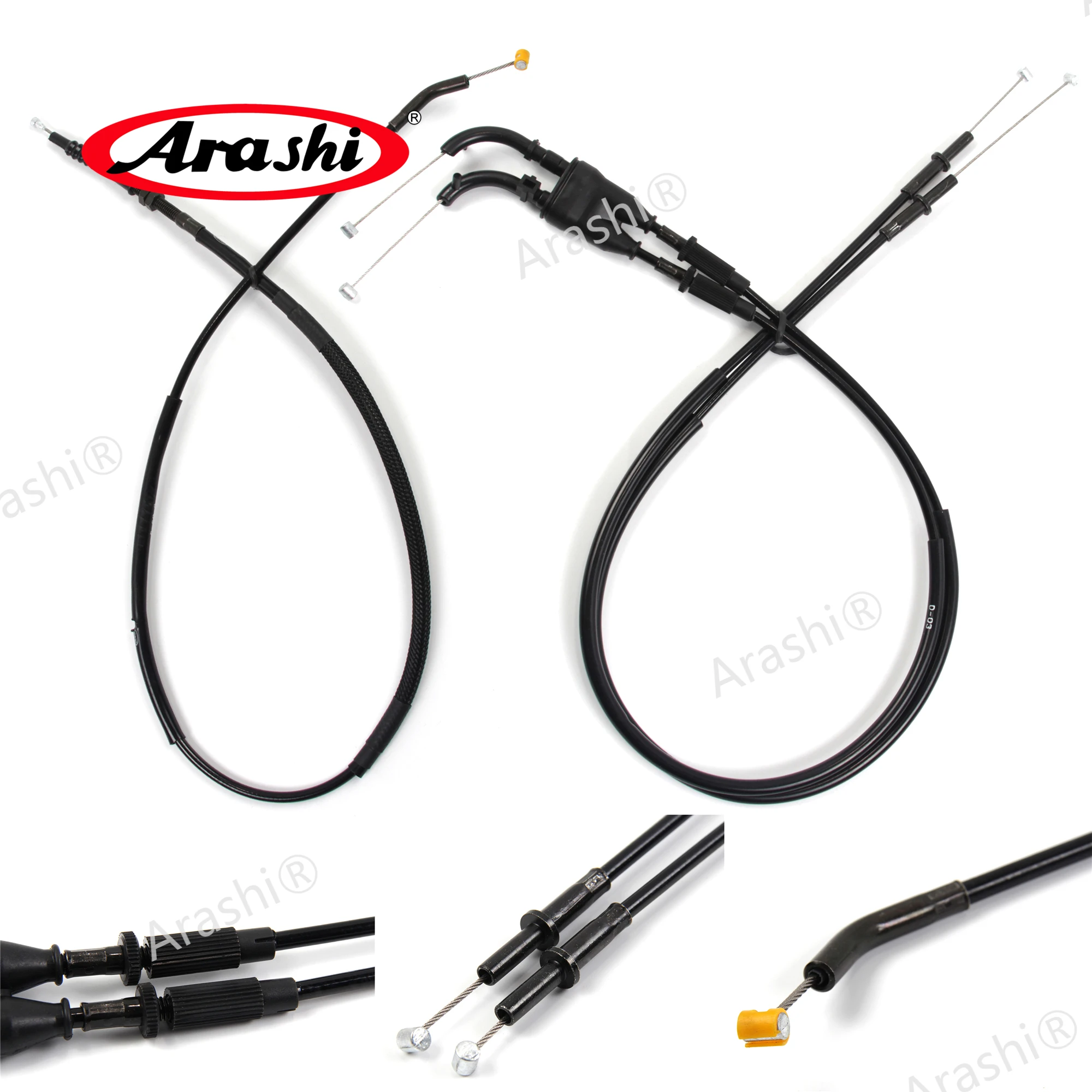 Arashi ZX6R Throttle Clutch Cables Stainless Lines For KAWASAKI ZX-6R 2009 2010 2011 2012 2013 2014 2015 2016 ZX 6R Ninja