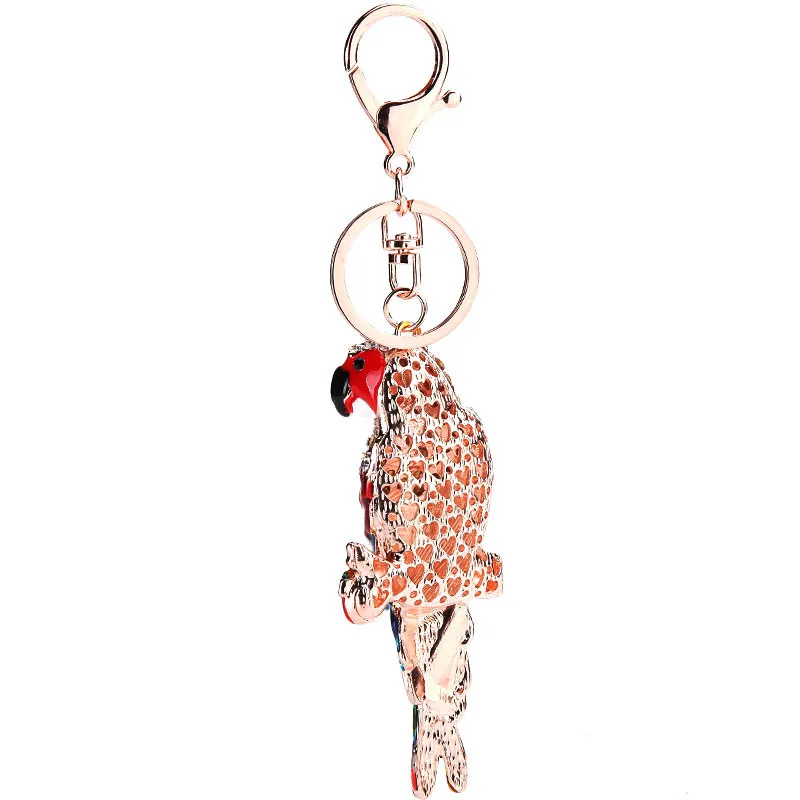 2023 Colorful Enamel Crystal Rhinestone Lovely parrot Keychain Car Key Chains Rings Women Girl Handbag Pendant key chain ring