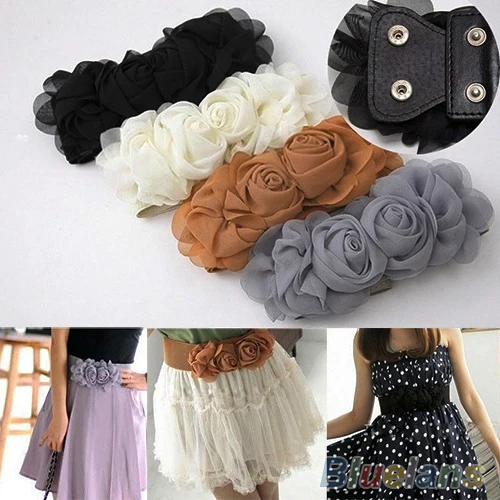 

Women's Belts Fashion Flower Elastic Stretch Waist Belts for WomenWide Stretch Waistbands ceinture femme cinto feminino