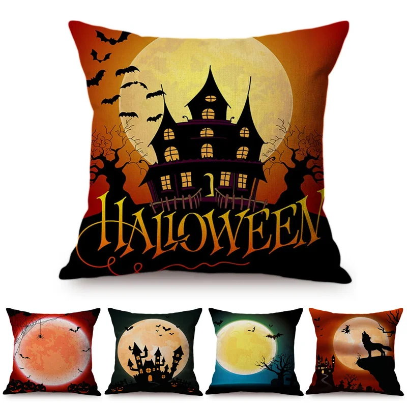 2022 Halloween Dekoration Kissen Abdeckung Terror Castle Schädel Nacht Moonlight Büro Sofa Stuhl Festival Dekorative Kissen Abdeckung