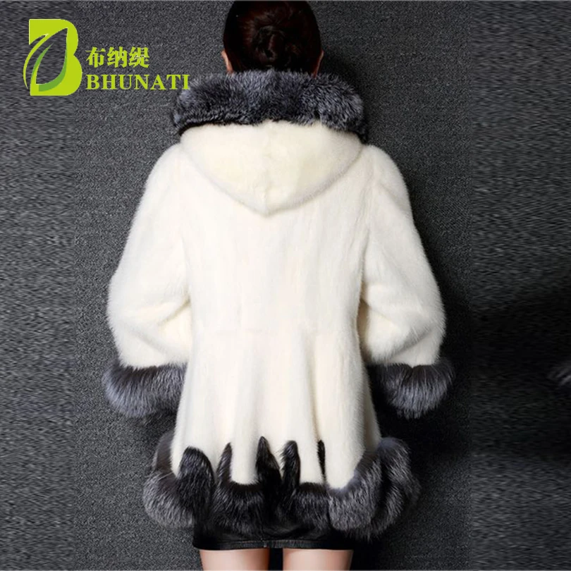 Large Size 3XL Thick Warm Faux Fur Coat Black artificial White fur coat hooded manteau fourrure femme black and white mink coat