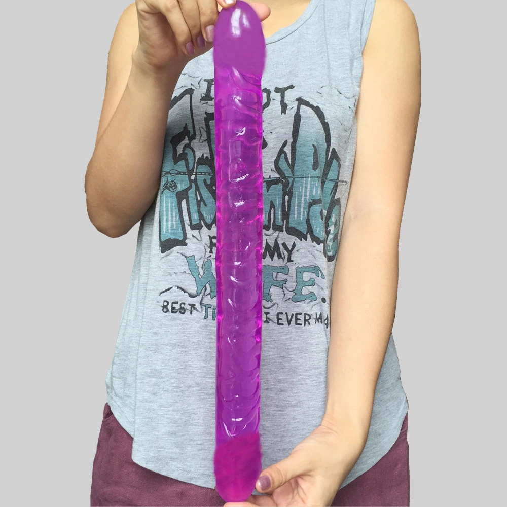 Consolador doble grande y grueso para mujer, pene doble glande de 16,5 pulgadas y 42cm L, juguete sexual para lesbiana Gay, producto sexual