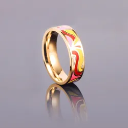 R&X Bijoux Femme Ceramic Enamel Ring Asual/Sporty Lovers' Ring18K 6mm Stainless Steel Rings Fine Party  Women Jewelry