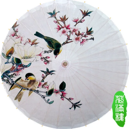 

Chinese Spring Scenery Bird on Peach Flower Oiled Paper Umbrella Ancient Unique Classical Handmade Dance Decoration Umbrella