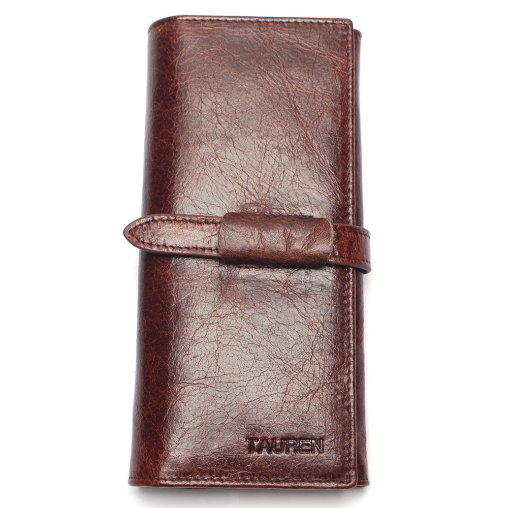 New Luxury Brand 100% Top Genuine Cowhide Leather High Quality Men Long Wallet Coin Purse Vintage Designer Male Carteira Wallets