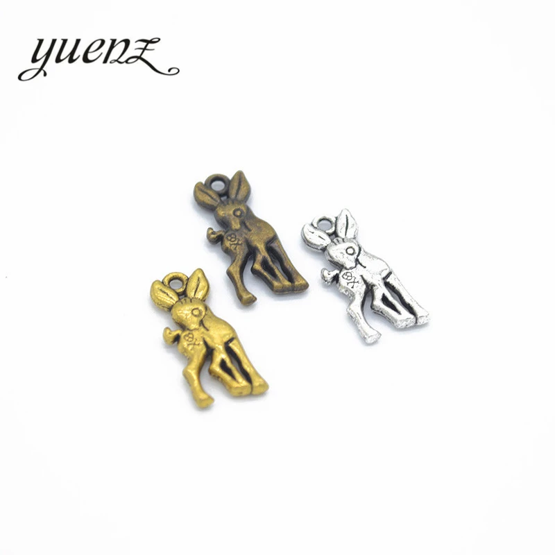 YuenZ – 15 breloques antiques en forme de cerf, pendentifs tibétains en argent et Bronze, pour fabrication de bijoux, artisanat fait à la main, 19x8mm, D994