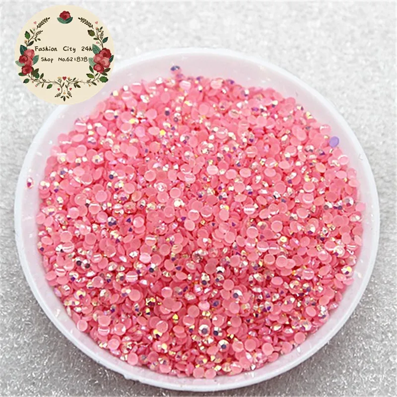 2mm/2.5mm 5000pcs/pack Resin Flatback Rhinestone Jelly Pink AB 14 facets DIY nail art mobile phone decoration