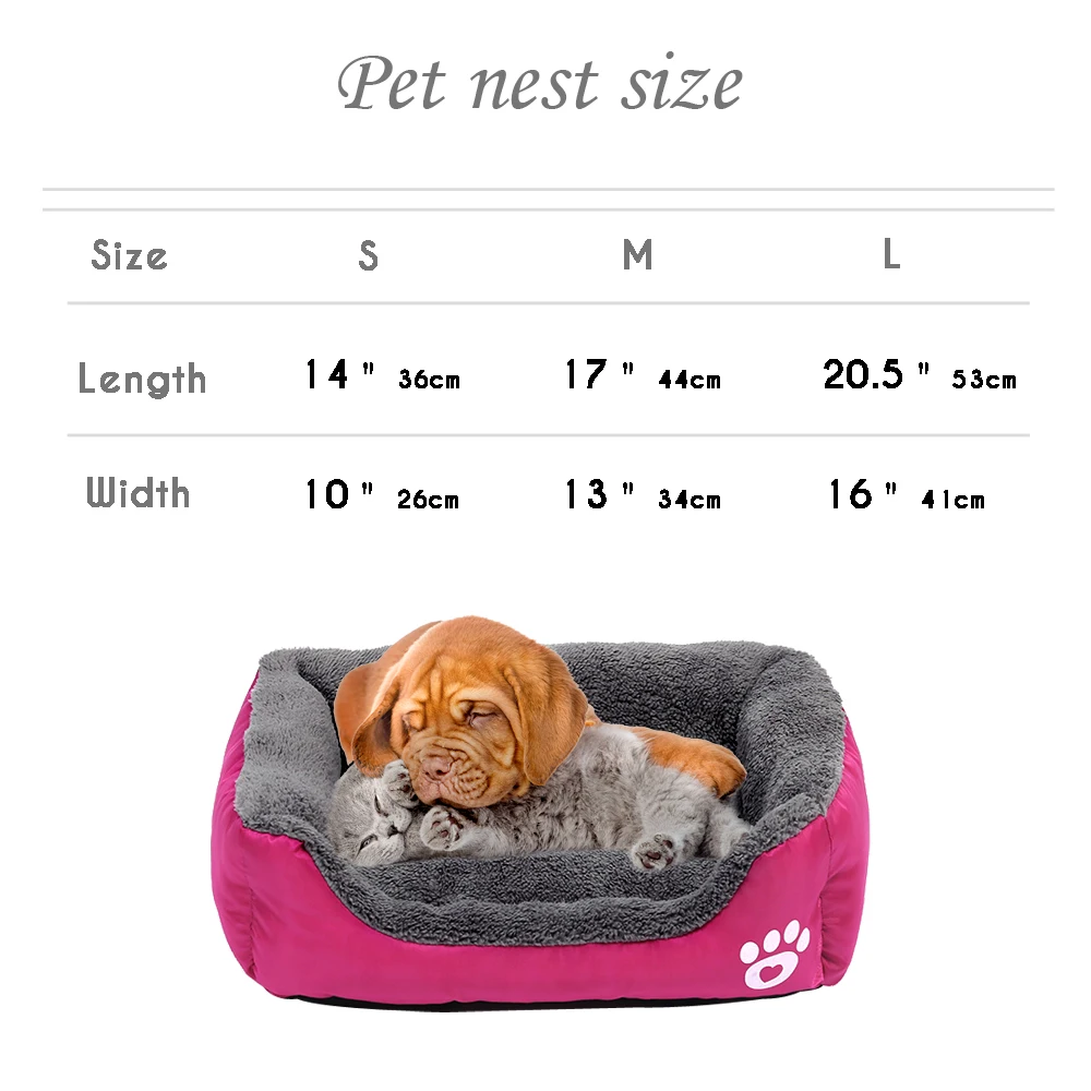 Dog Bed House Warm Paw Print Puppy Mat Waterproof Pet Sofa Soft Fleece Small Dog Beds for Small Medium Dogs Bull Terrier