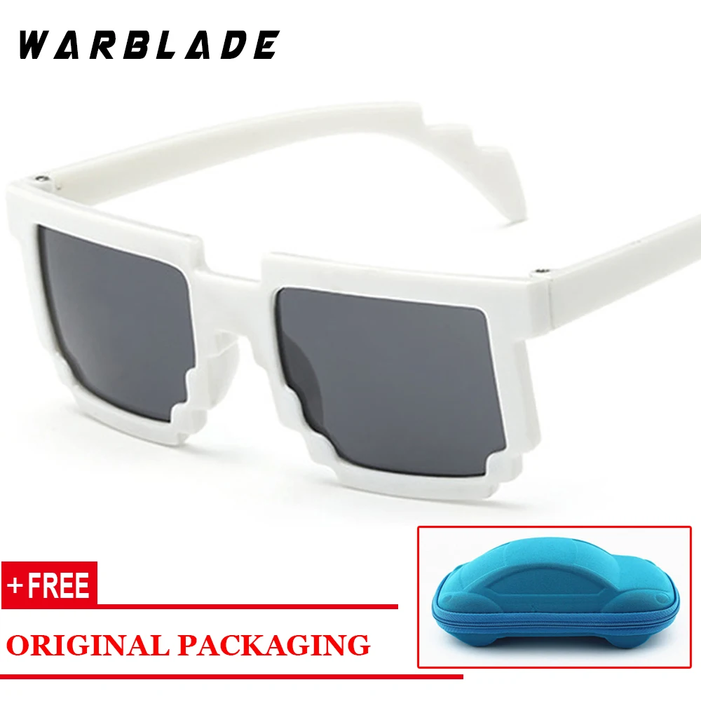 Hot Kids Sunglasses Creeper Glasses Mosaic Sports Goggles Glasses Boys Girls Pixel Square Eyewares with box