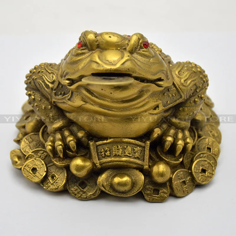 Feng Shui Small Three Legged Money For Frog Fortune Brass Toad Chinese Coin Metal Craft Home Decor Gift Decoration Accessories