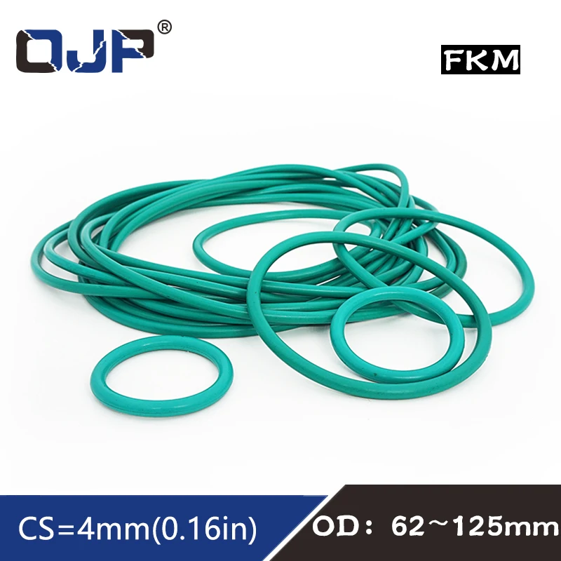 

Rubber Ring Green FKM O ring Seal 4mm Thickness OD62/78/90/95/100/105/120/125mm Rubber O-Ring Seal Gasket Ring Washer