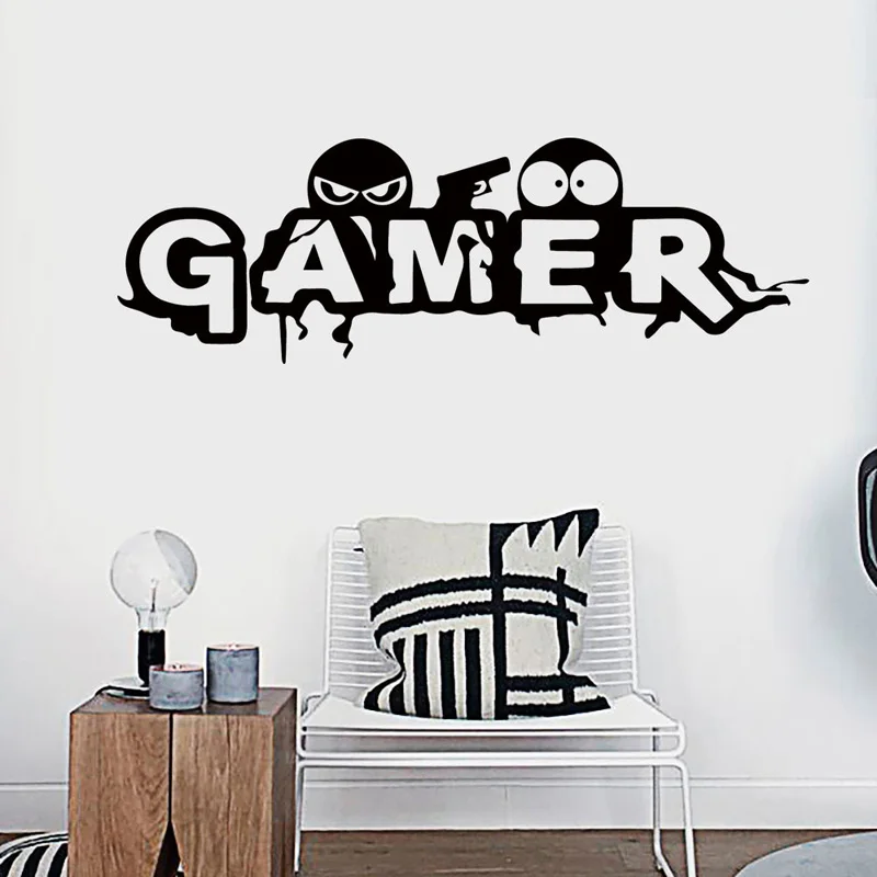 Creative Gamer Pattern Wall Sticker For Boy Children Room Decoration Mural Self-adhesive Art Decals Cartoon Game Room Wallpaper