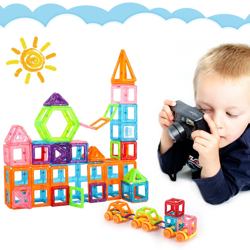 110 sztuk Mini zestaw Magnetic Designer Construction Model Building plastikowe bloki magnetyczne zabawki edukacyjne dla dzieci prezent