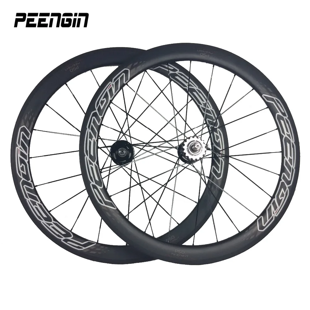 Carbon Track Wheel Single Speed Fast 25Mm Width 50Mm Clincher Tubeless Compatible Alloy Nipples Fixed Gear Hub Aerodynamic Spoke