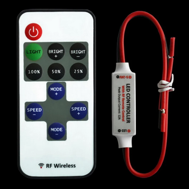 New 11Key RF Wireless Remote Switch Controller Dimmer for Mini LED Strip Light New
