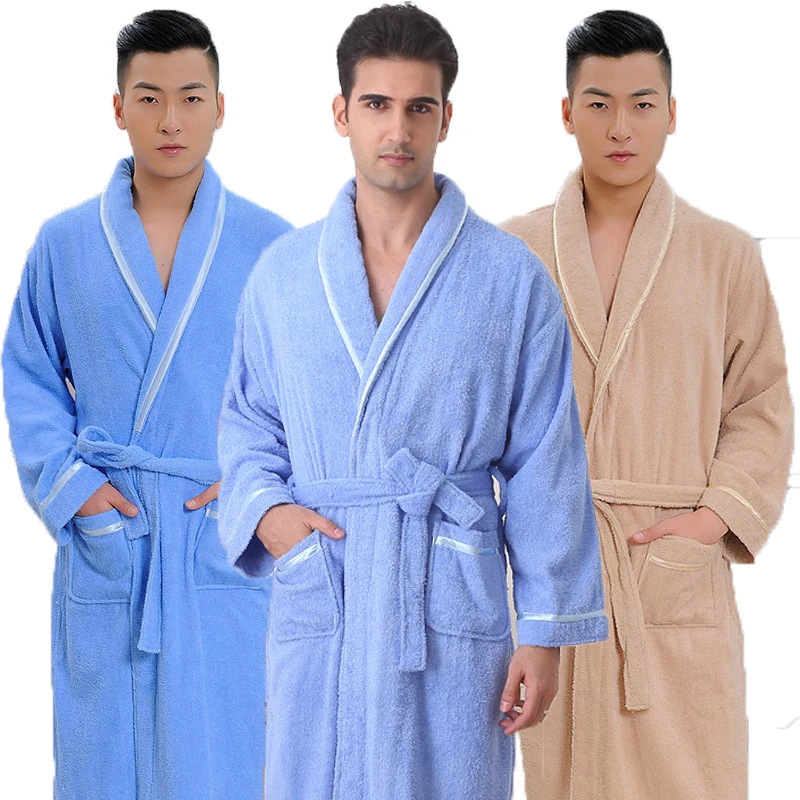 

Cotton Men Bathrobe Women Summer Pajamas Towel Fleece Long Bridesmaid Robes Kimono Soft Warm Night Robe Spring Summer White